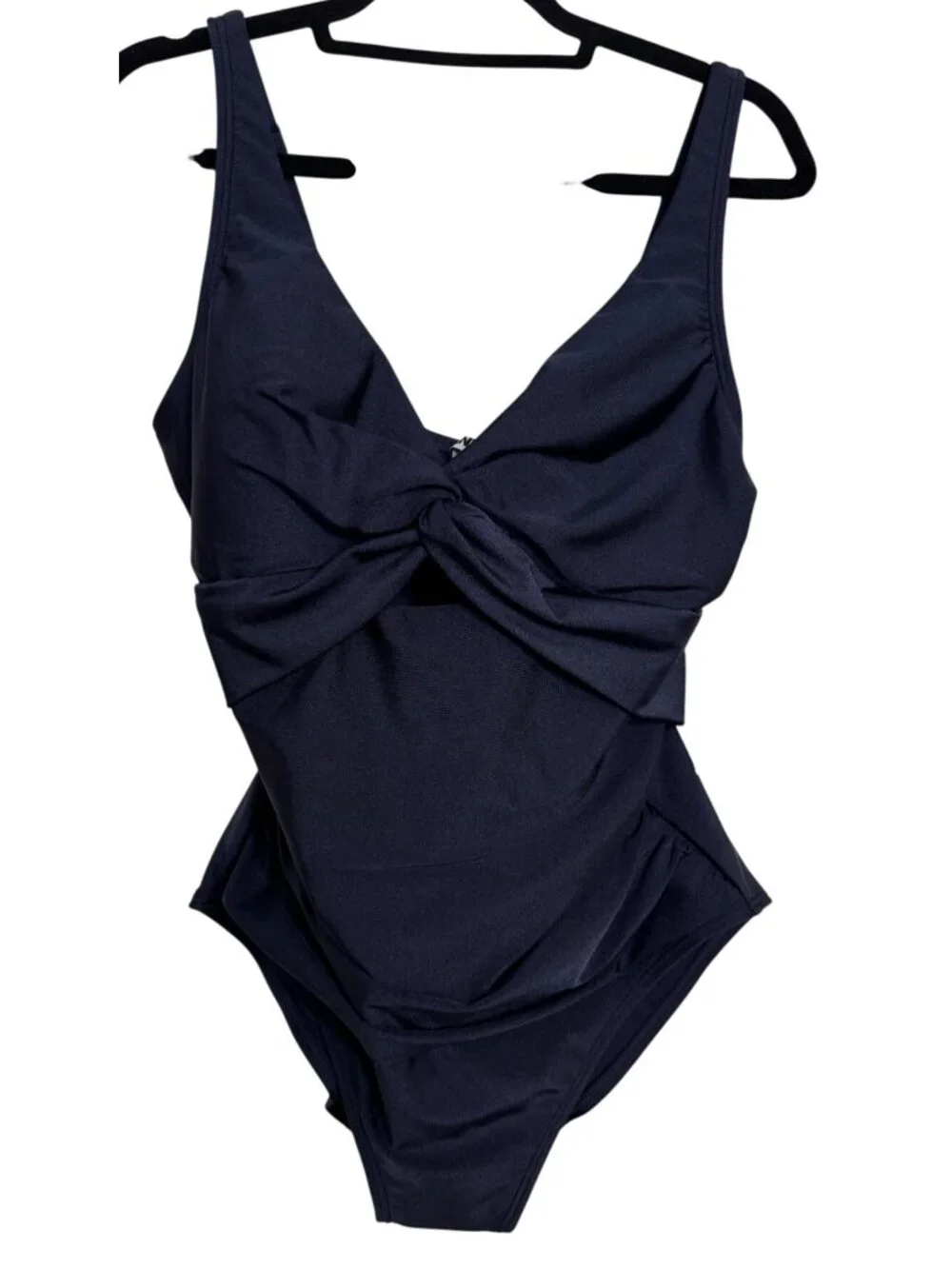DKNY Shirred Keyhole Size Large Navy One Piece Swim Suit Padded NWT $80 - Picture 9 of 9